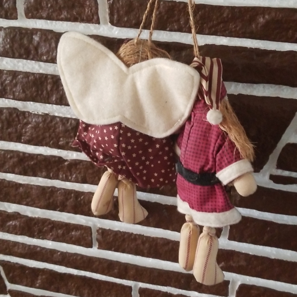 Vintage cloth Christmas angel & santa - Picture 3 of 8